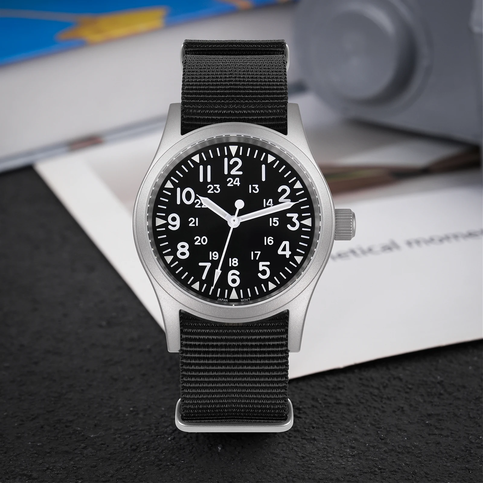 Militado ML05B Vintage Watch Miyota 2035 Movement Domed Sapphire Crystal With High Clear AR Coating Luminous 38mm Watches