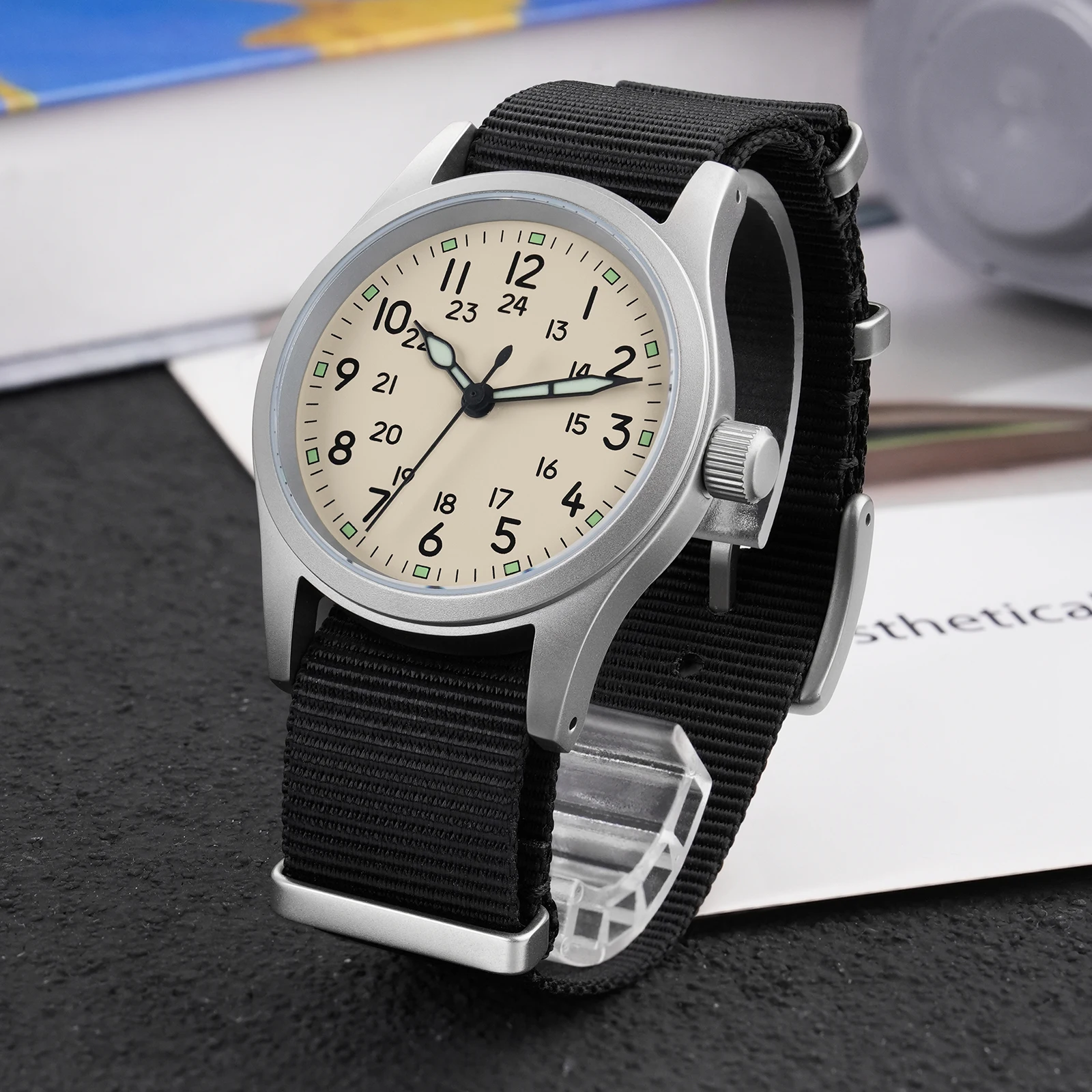 Militado ML05B Vintage Watch Miyota 2035 Movement Domed Sapphire Crystal With High Clear AR Coating Luminous 38mm Watches
