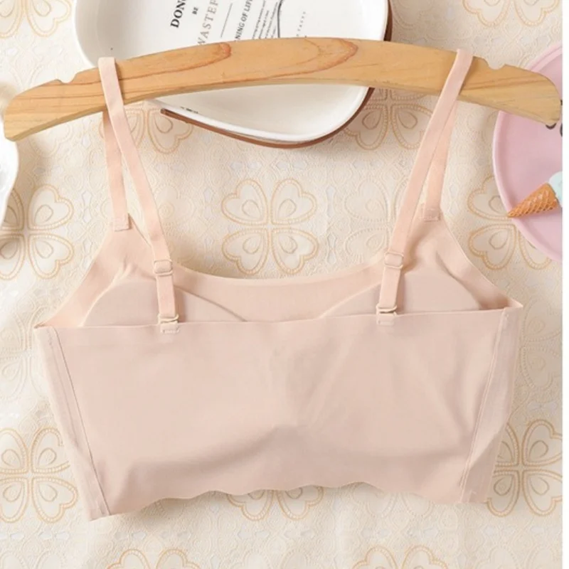 2Pcs/Set Ice Silk Seamless Bra Women Wave Hem Comfort Bralette Everyday Underwear Removable Pads Bra Top Sexy Lingerie S-XXL