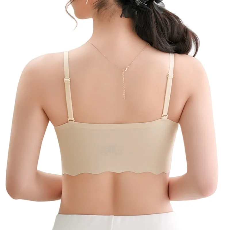 2Pcs/Set Ice Silk Seamless Bra Women Wave Hem Comfort Bralette Everyday Underwear Removable Pads Bra Top Sexy Lingerie S-XXL