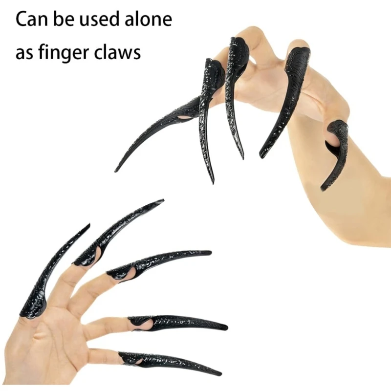 Scary Long Nails Gloves Cosplay Party Costume Accessories Halloween Party Gloves Roleplay Finger Nails Gloves F3MD