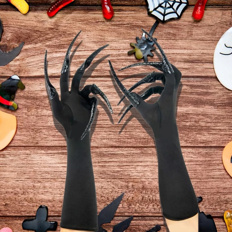 Scary Long Nails Gloves Cosplay Party Costume Accessories Halloween Party Gloves Roleplay Finger Nails Gloves F3MD
