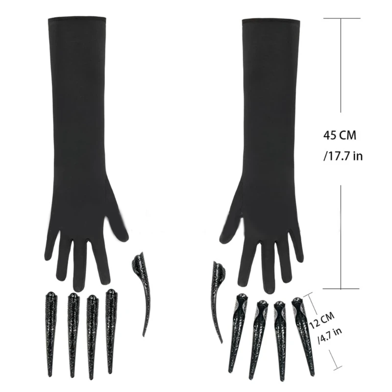 Scary Long Nails Gloves Cosplay Party Costume Accessories Halloween Party Gloves Roleplay Finger Nails Gloves F3MD