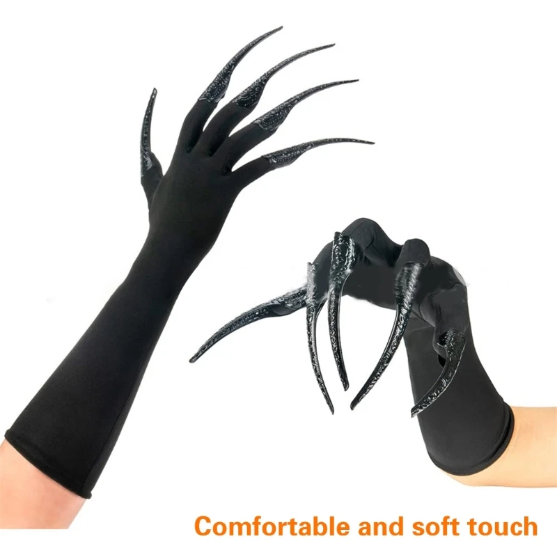 Scary Long Nails Gloves Cosplay Party Costume Accessories Halloween Party Gloves Roleplay Finger Nails Gloves F3MD