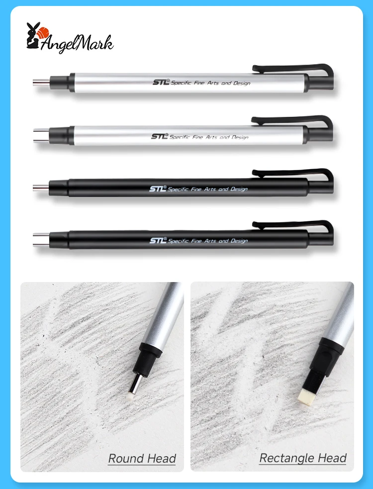 AngelMark Eraser Retractable Automatic Pencil Rubber High Precision Pencil Eraser Correction Tools School Office Stationery