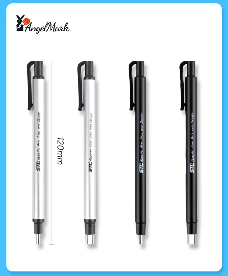 AngelMark Eraser Retractable Automatic Pencil Rubber High Precision Pencil Eraser Correction Tools School Office Stationery