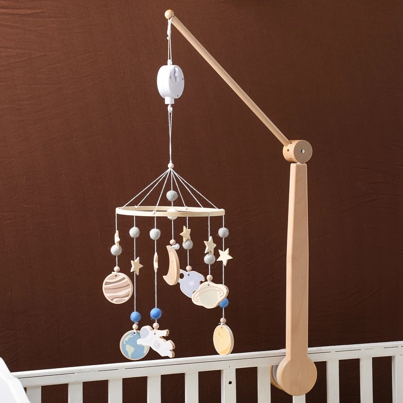 Let's Make Baby Rattle Toy 0-12 Months Wooden Mobile Newborn Music Box Bed Bell Hanging Toys Holder Bracket Infant Crib Toy Gift