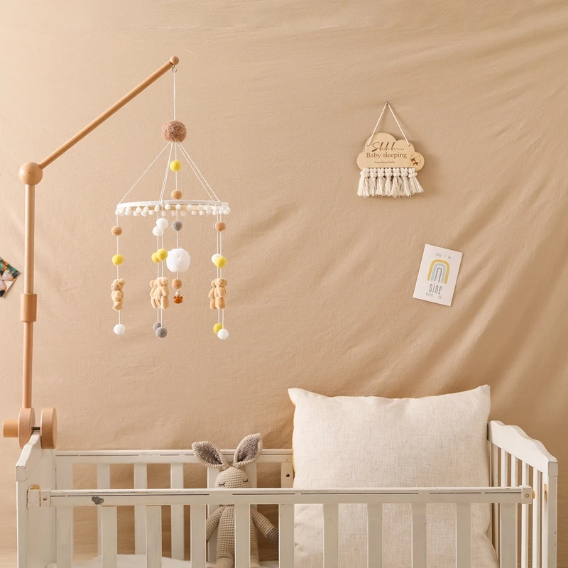 Let's Make Baby Rattle Toy 0-12 Months Wooden Mobile Newborn Music Box Bed Bell Hanging Toys Holder Bracket Infant Crib Toy Gift