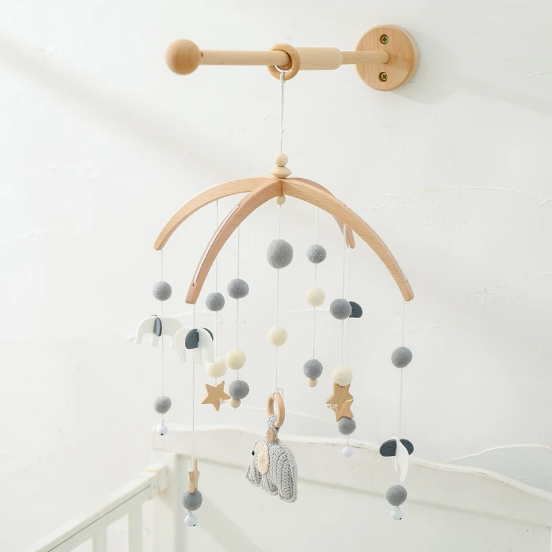 Let's Make Baby Rattle Toy 0-12 Months Wooden Mobile Newborn Music Box Bed Bell Hanging Toys Holder Bracket Infant Crib Toy Gift