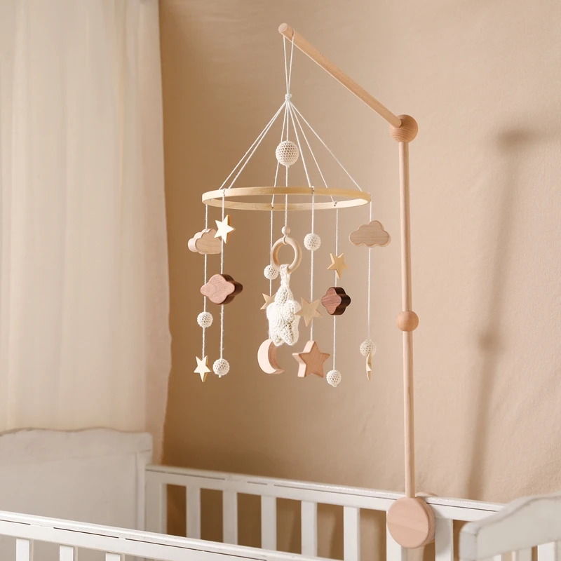 Let's Make Baby Rattle Toy 0-12 Months Wooden Mobile Newborn Music Box Bed Bell Hanging Toys Holder Bracket Infant Crib Toy Gift