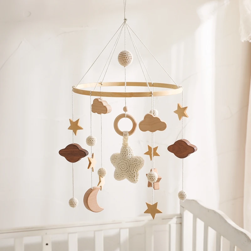 Let's Make Baby Rattle Toy 0-12 Months Wooden Mobile Newborn Music Box Bed Bell Hanging Toys Holder Bracket Infant Crib Toy Gift