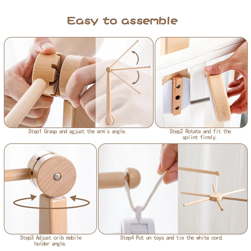 Let's Make Baby Rattle Toy 0-12 Months Wooden Mobile Newborn Music Box Bed Bell Hanging Toys Holder Bracket Infant Crib Toy Gift
