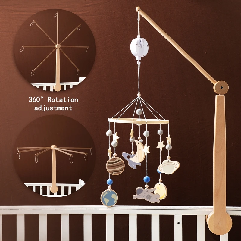 Let's Make Baby Rattle Toy 0-12 Months Wooden Mobile Newborn Music Box Bed Bell Hanging Toys Holder Bracket Infant Crib Toy Gift