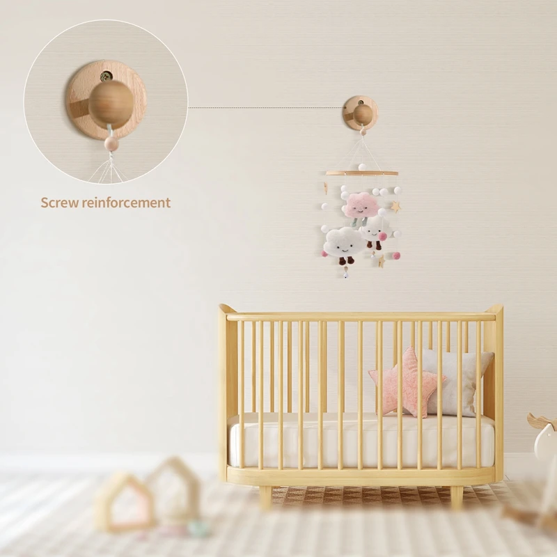 Let's Make Baby Rattle Toy 0-12 Months Wooden Mobile Newborn Music Box Bed Bell Hanging Toys Holder Bracket Infant Crib Toy Gift
