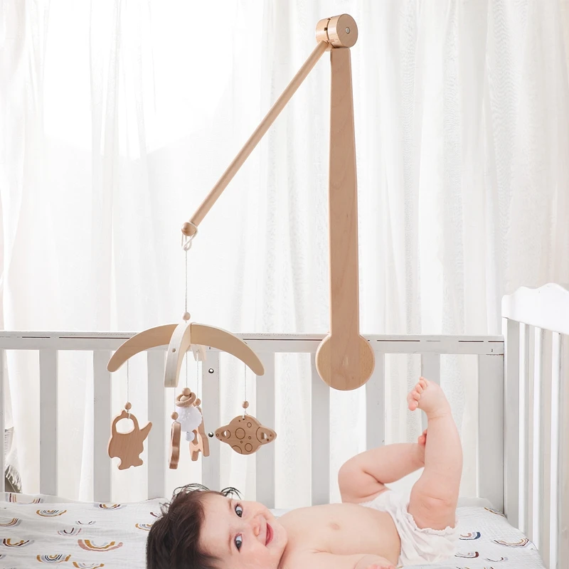 Let's Make Baby Rattle Toy 0-12 Months Wooden Mobile Newborn Music Box Bed Bell Hanging Toys Holder Bracket Infant Crib Toy Gift