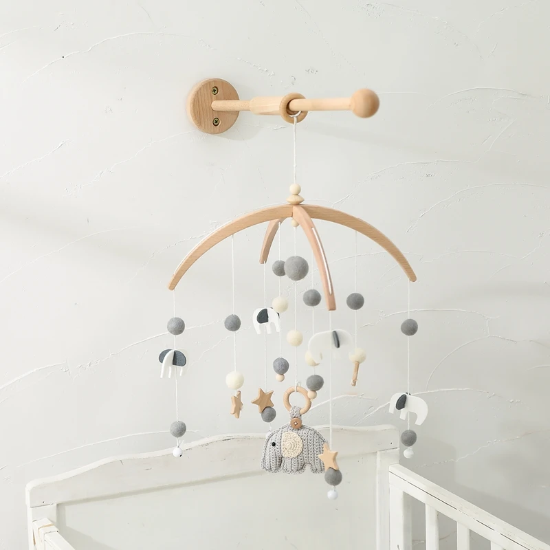 Let's Make Baby Rattle Toy 0-12 Months Wooden Mobile Newborn Music Box Bed Bell Hanging Toys Holder Bracket Infant Crib Toy Gift
