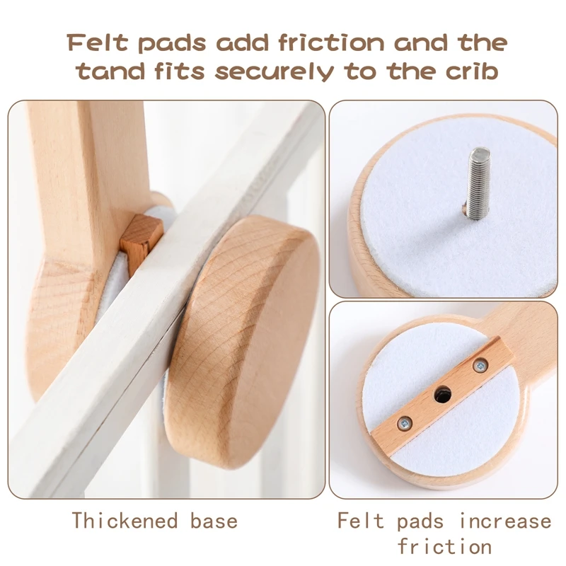 Let's Make Baby Rattle Toy 0-12 Months Wooden Mobile Newborn Music Box Bed Bell Hanging Toys Holder Bracket Infant Crib Toy Gift