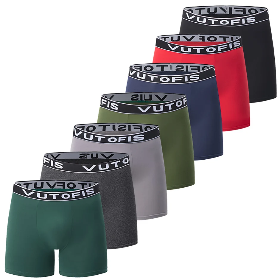 4/7 Piece Set Of Four Season Men's Solid Color Long Casual Underwear Fashionable Sports Base Shorts Plus Size Flat Corner Pants