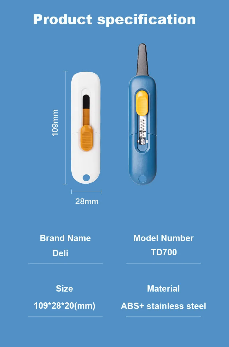 Deli Utility Knife Multipurpose Pocket Knife нож Paper Box Cutter Letter Opener Anti-sticking Retractable Blade for Home Office