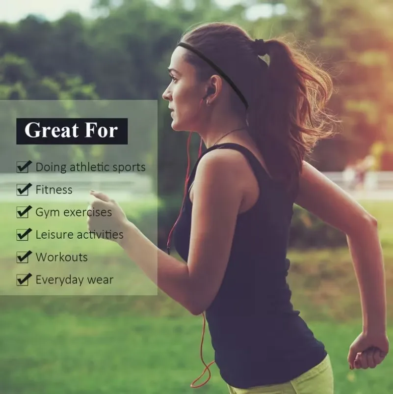 Homefish 5Pcs Candy Color Sports Headband Anti‑slip Elastic Sweatband for Women Men Yoga Running Football Fitness Hair Bands