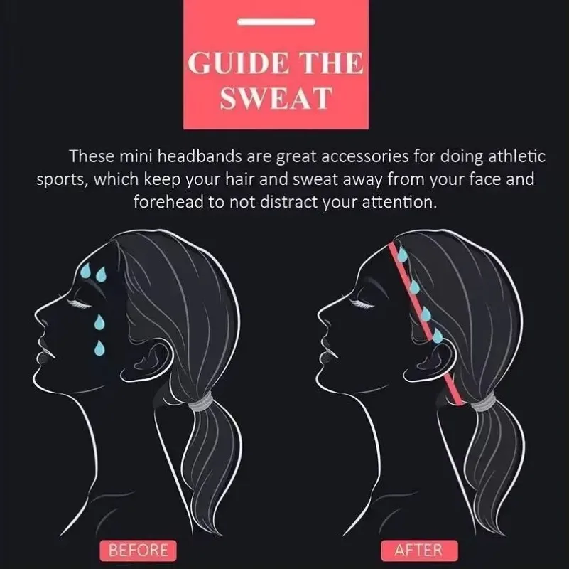 Homefish 5Pcs Candy Color Sports Headband Anti‑slip Elastic Sweatband for Women Men Yoga Running Football Fitness Hair Bands