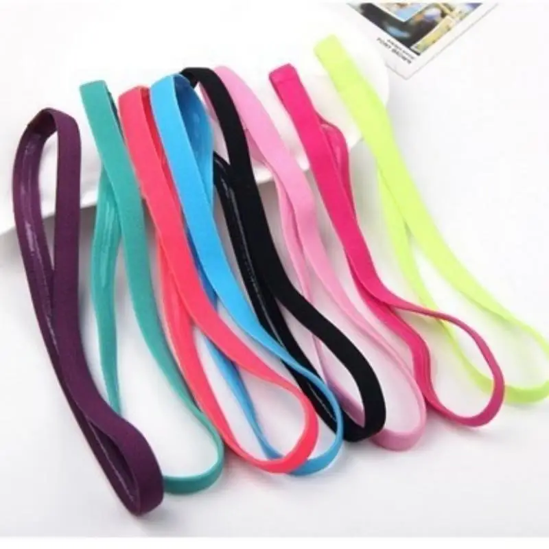 Homefish 5Pcs Candy Color Sports Headband Anti‑slip Elastic Sweatband for Women Men Yoga Running Football Fitness Hair Bands