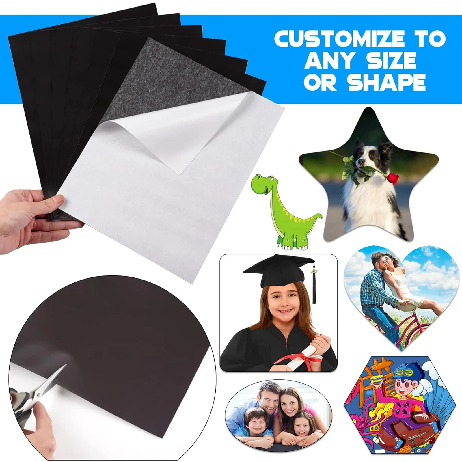Adhesive Magnetic Sheets with Adhesive Backing 16Mil 5 PCS Each 4 X 6 Inches Flexible Magnet Sheets with Self Adhesive Sticky