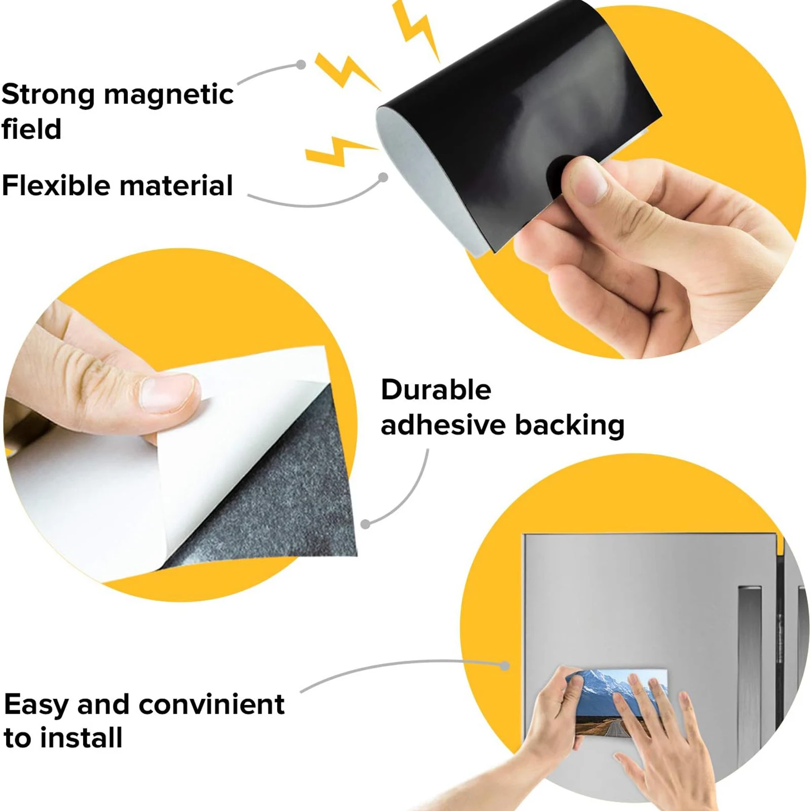 Adhesive Magnetic Sheets with Adhesive Backing 16Mil 5 PCS Each 4 X 6 Inches Flexible Magnet Sheets with Self Adhesive Sticky