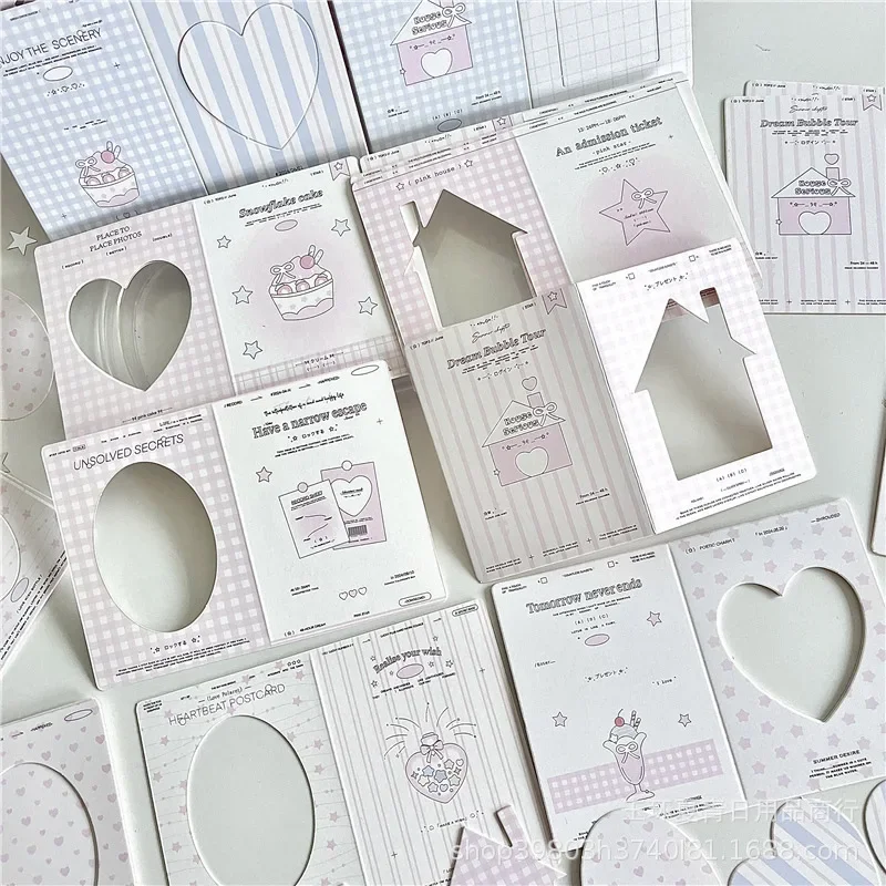 30Pcs/set Sweet Korean Fashion Kpop Photocard Holder Pink Star House Series Photocard Package Cardboard Cute Student Supplies