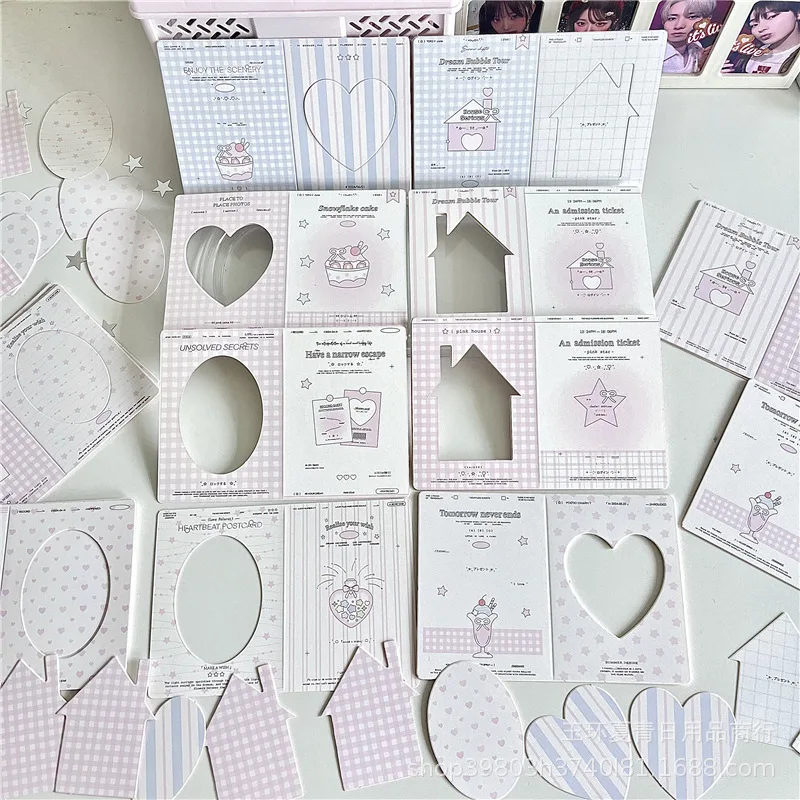 30Pcs/set Sweet Korean Fashion Kpop Photocard Holder Pink Star House Series Photocard Package Cardboard Cute Student Supplies