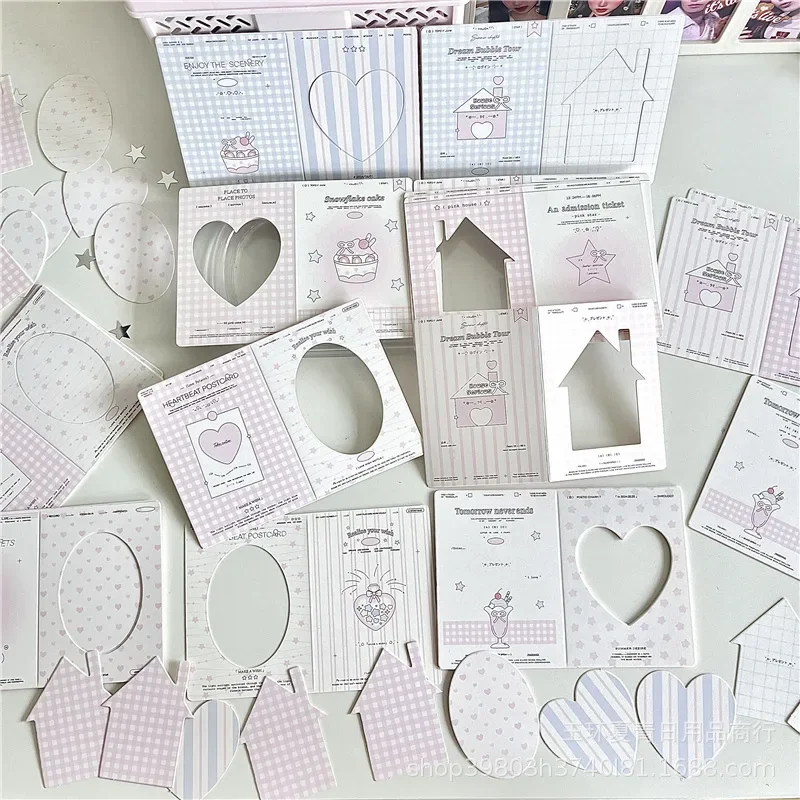30Pcs/set Sweet Korean Fashion Kpop Photocard Holder Pink Star House Series Photocard Package Cardboard Cute Student Supplies