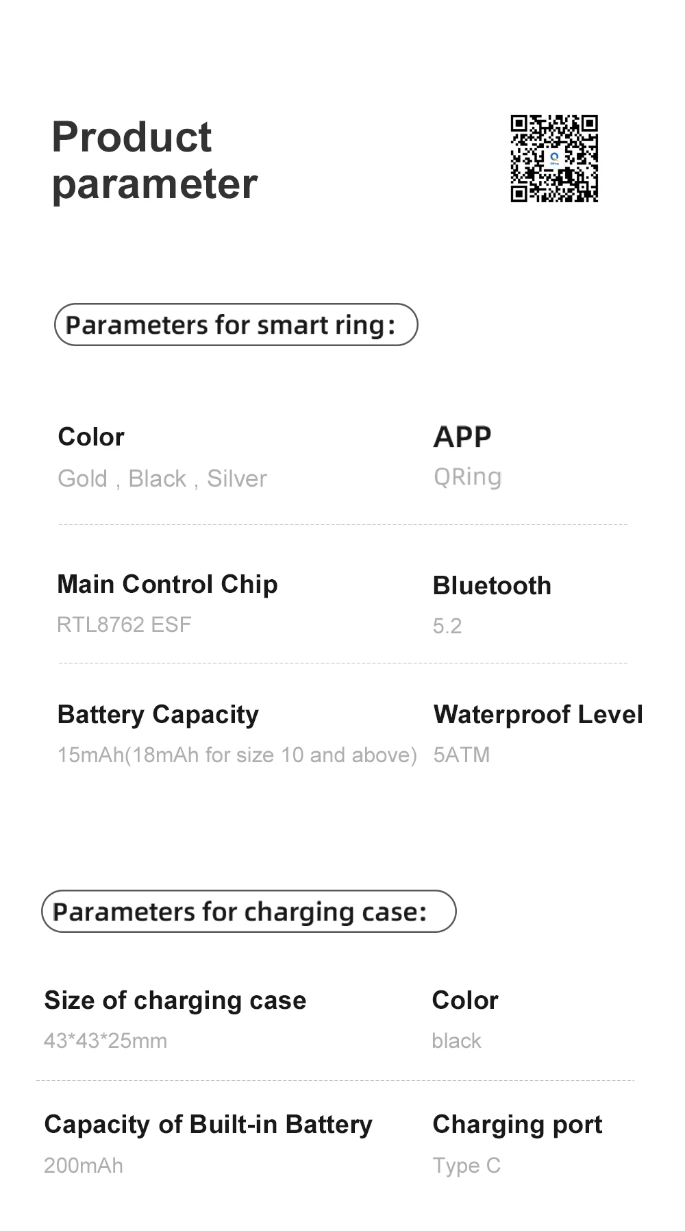 2024 COLMI R09 Smart Ring Men Women with Charging Case, Body Temperature Health and Sleep Monitor For Xiaomi Samsung Phone