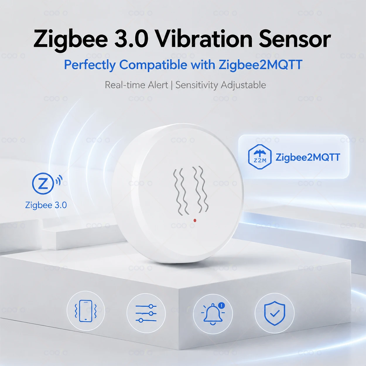 Smart Zigbee Vibration Sensor Door Window Drawer Safe Detection Real-Time Drop Motion Shock Alarm for Work With Zigbee2MQTT