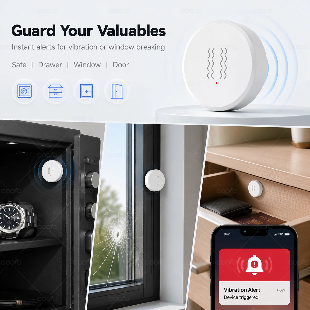 Smart Zigbee Vibration Sensor Door Window Drawer Safe Detection Real-Time Drop Motion Shock Alarm for Work With Zigbee2MQTT