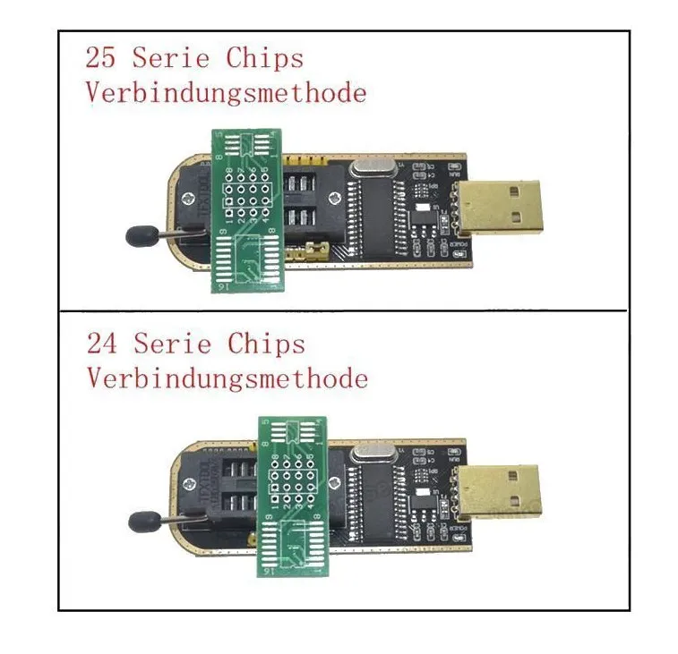 CH341B USB EEPROM Flash BIOS Programmer Module with SOIC8 SOP8 Test Clip, SPI Flash Reader Writer for 24CXX 25CXX 93CXX Chips