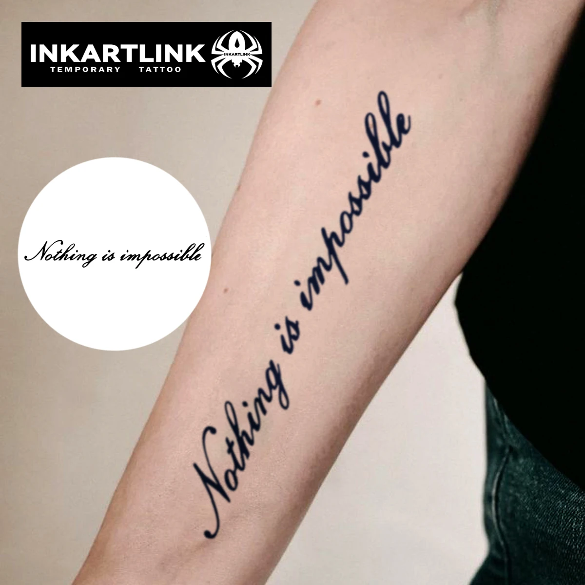 Nothing Is Impossible Temporary Tattoo,Lasts To 15 Days New Technology Magic Waterproof Semi Permanent Sticker