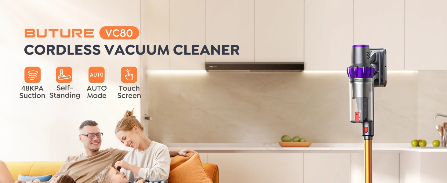 BUTURE VC80 500W 48Kpa Suction Power Handheld Cordless Wireless Vacuum Cleaner for Home Appliance 1.5L Dust Cup RemovableBattery