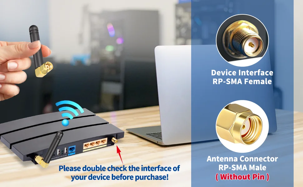 Mini Dual Band WiFi Antenna 2.4GHz 5GHz 5.8GHz MIMO RP SMA Male for FPV Bluetooth USB Adapter Computer PCIe Card Router Camera