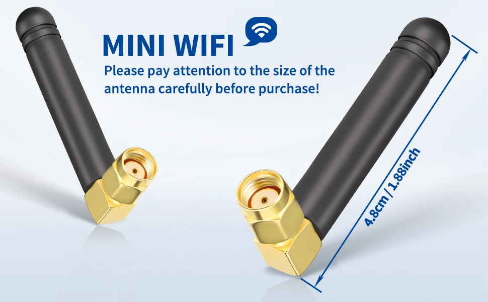 Mini Dual Band WiFi Antenna 2.4GHz 5GHz 5.8GHz MIMO RP SMA Male for FPV Bluetooth USB Adapter Computer PCIe Card Router Camera