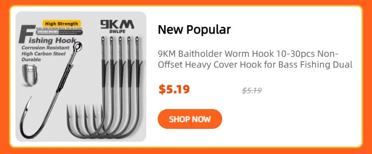 9KM Aberdeen Hooks Long Shank Fishing Hooks for Live Bait Lightweight Wire Worm Hook for Crappie Panfish Freshwater Fishing