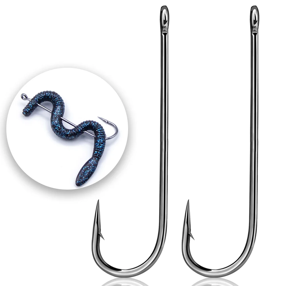 9KM Aberdeen Hooks Long Shank Fishing Hooks for Live Bait Lightweight Wire Worm Hook for Crappie Panfish Freshwater Fishing