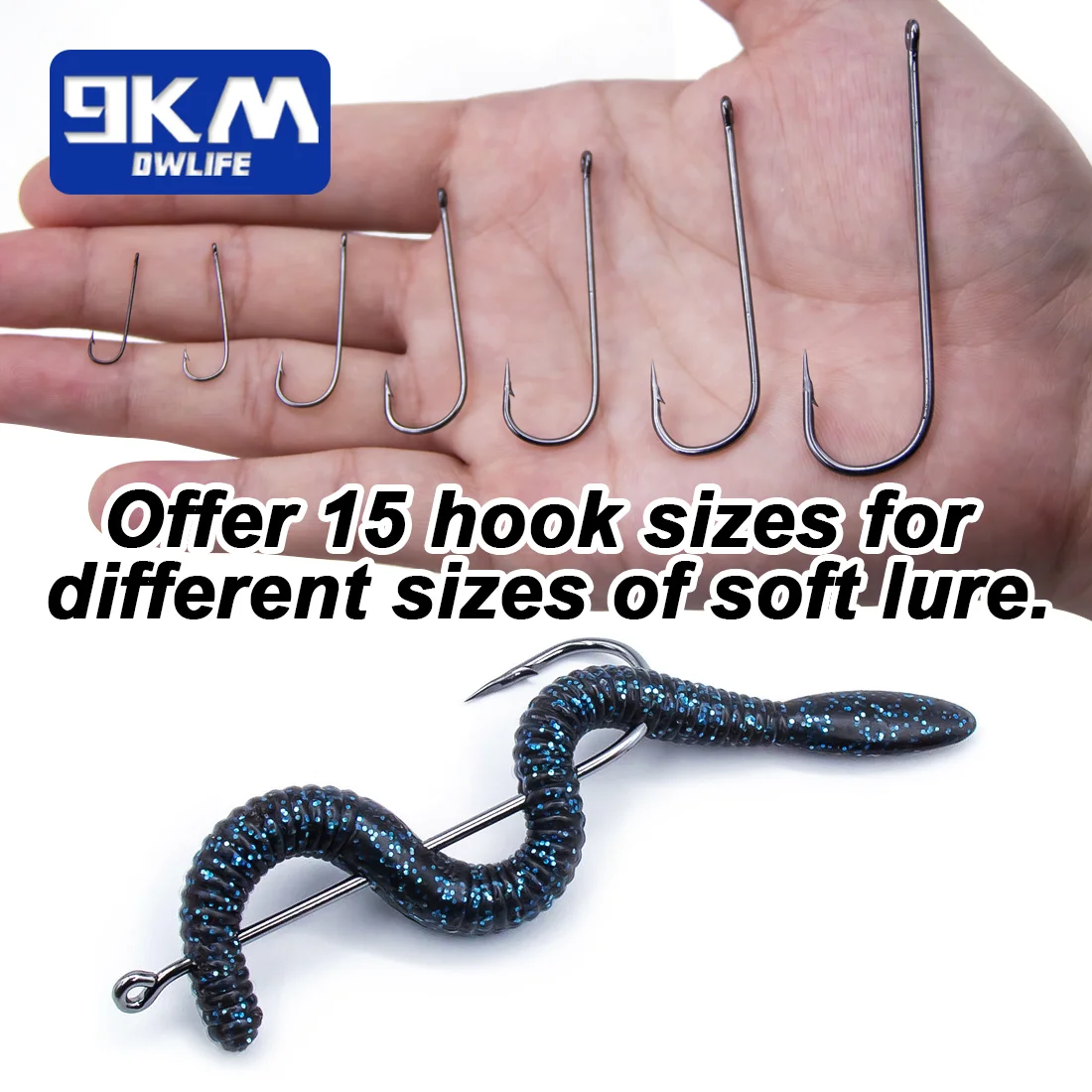 9KM Aberdeen Hooks Long Shank Fishing Hooks for Live Bait Lightweight Wire Worm Hook for Crappie Panfish Freshwater Fishing