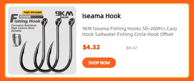 9KM Aberdeen Hooks Long Shank Fishing Hooks for Live Bait Lightweight Wire Worm Hook for Crappie Panfish Freshwater Fishing