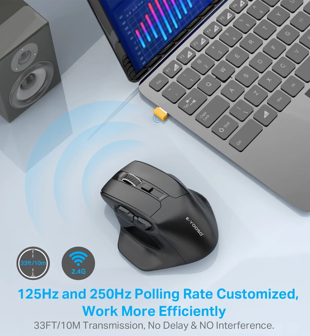 E-YOOSO X-31 USB 2.4G Wireless Gaming Large Mouse for Big Hands PAW3212 4800 DPI 5 buttons for gamer Mice computer laptop PC