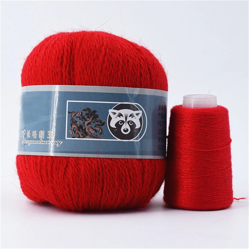 Fur Mink Yarn for Knitting 2-Ply Worsted Fluffy Yarn for Crocheting Needlework 1 Skein 340 M 50+20g