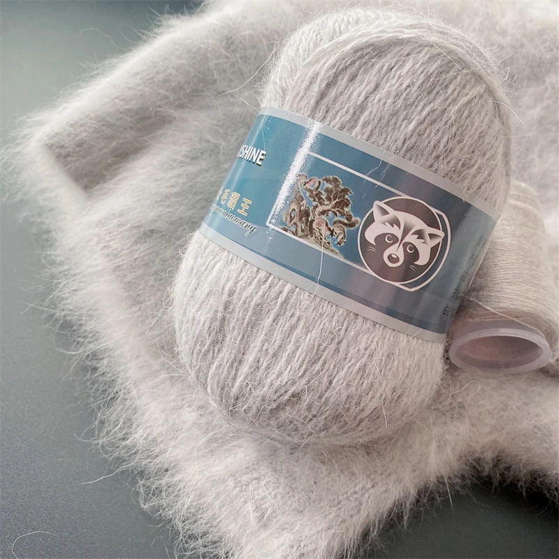 Fur Mink Yarn for Knitting 2-Ply Worsted Fluffy Yarn for Crocheting Needlework 1 Skein 340 M 50+20g