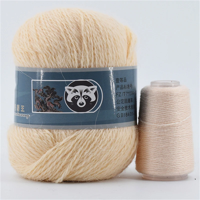 Fur Mink Yarn for Knitting 2-Ply Worsted Fluffy Yarn for Crocheting Needlework 1 Skein 340 M 50+20g