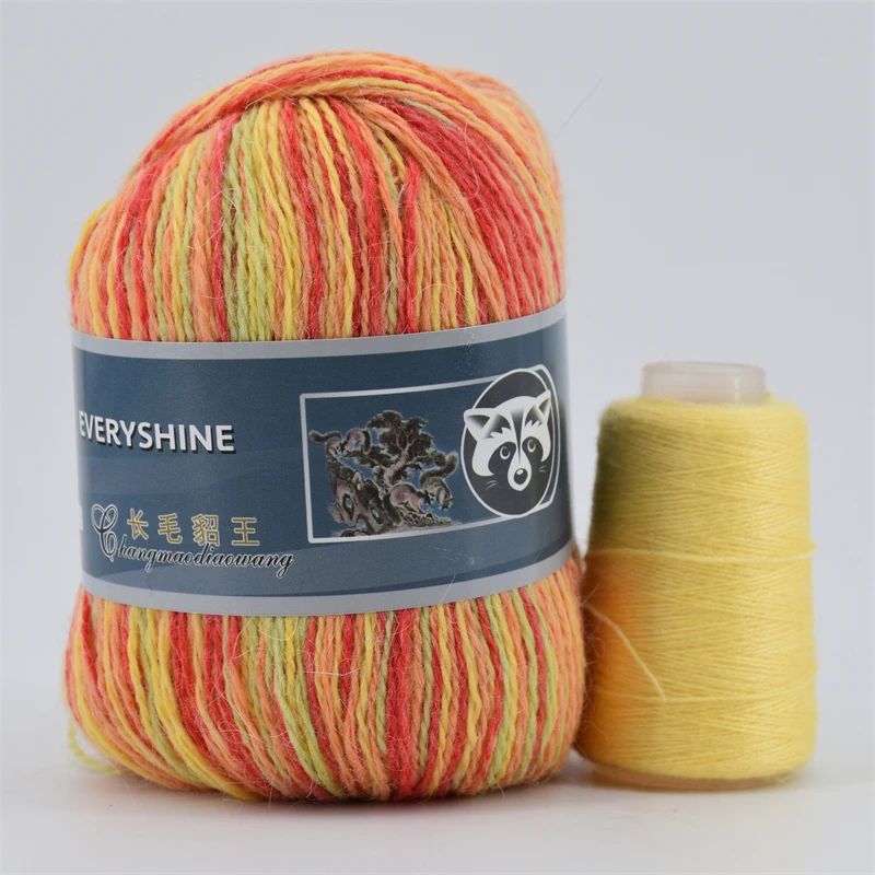 Fur Mink Yarn for Knitting 2-Ply Worsted Fluffy Yarn for Crocheting Needlework 1 Skein 340 M 50+20g