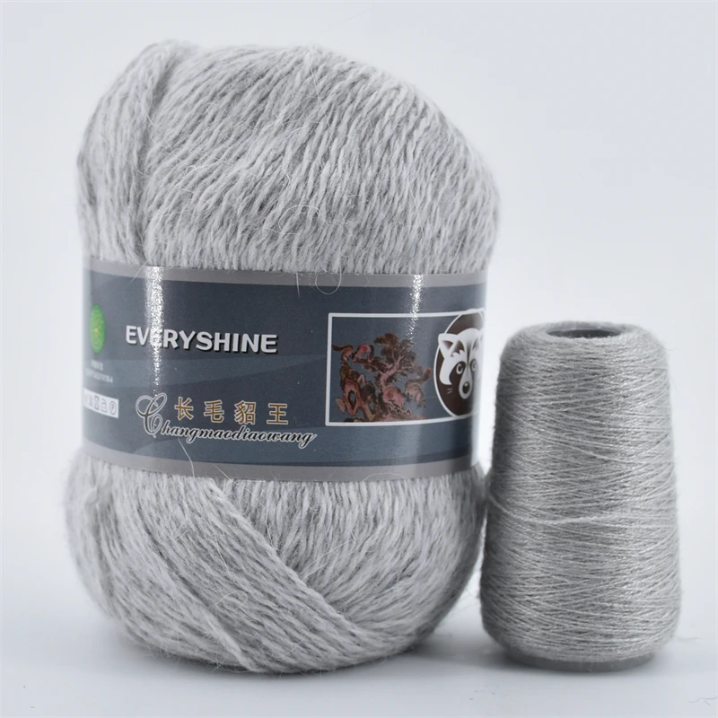 Fur Mink Yarn for Knitting 2-Ply Worsted Fluffy Yarn for Crocheting Needlework 1 Skein 340 M 50+20g