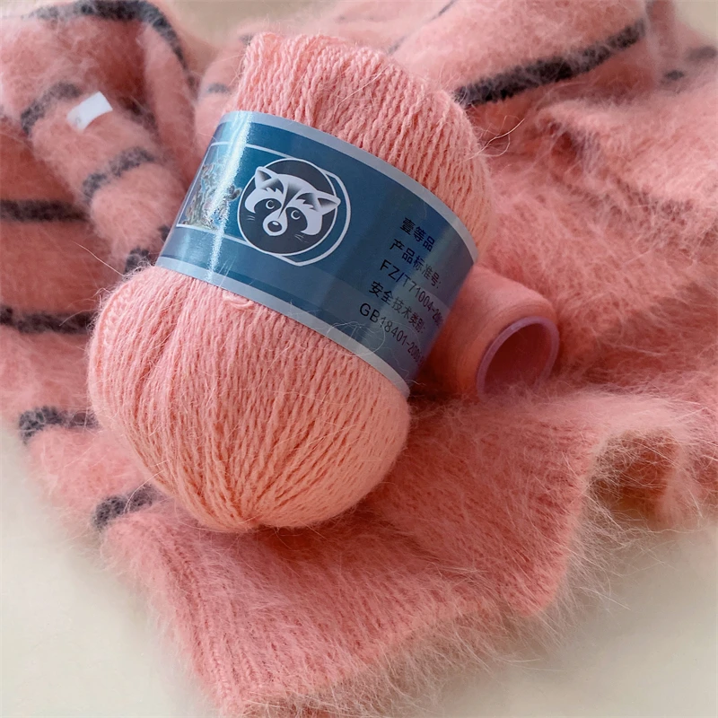 Fur Mink Yarn for Knitting 2-Ply Worsted Fluffy Yarn for Crocheting Needlework 1 Skein 340 M 50+20g